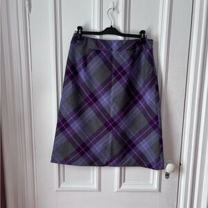 Women’s Pendleton NWT 100% Virgin Wool Lined Purple Plaid Midi Skirt Size 12